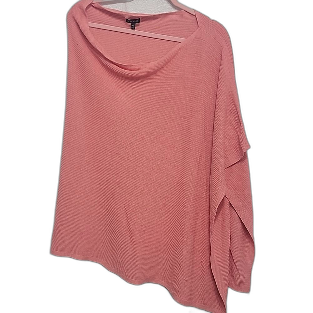 Talbots Pink Knit Poncho Top Size M/L Relaxed Swing Cape Style Blouse